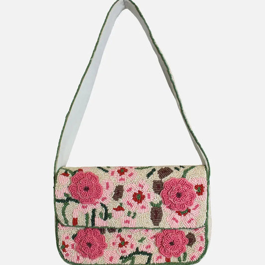 Country Side Floral Beaded Shoulder Bag