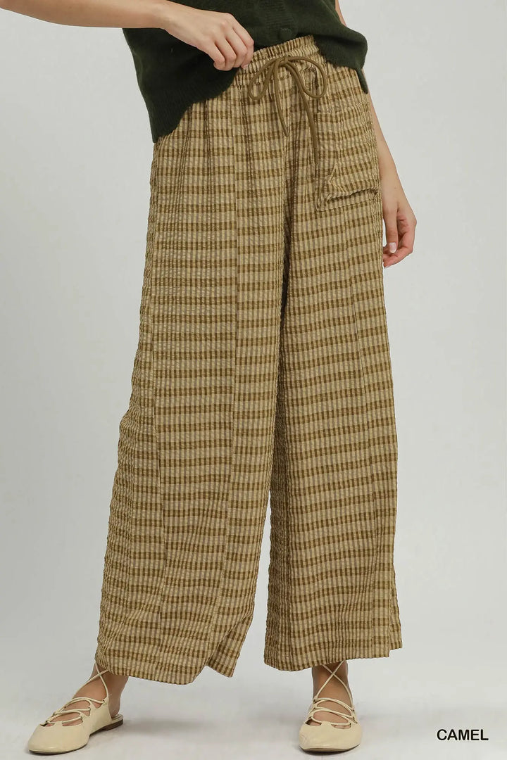 Textured Woven Pull on Pants