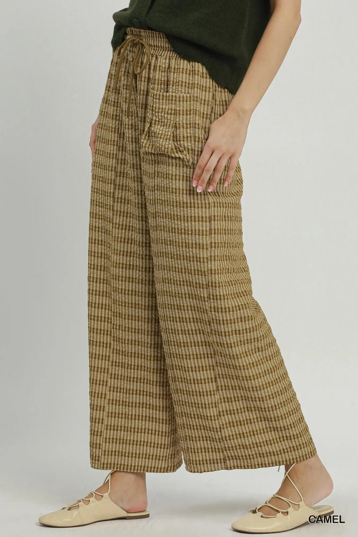 Textured Woven Pull on Pants