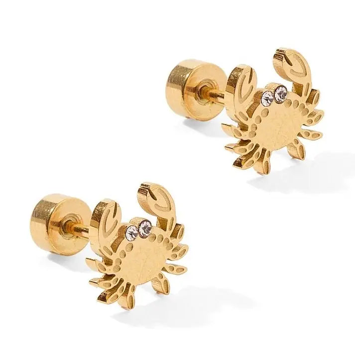 Screwback Stud Earrings - Crab