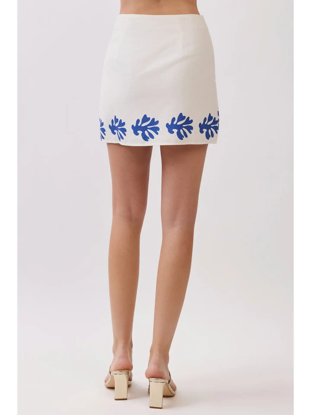 Contrast Leaf Border Print At Hem Mini Skirt