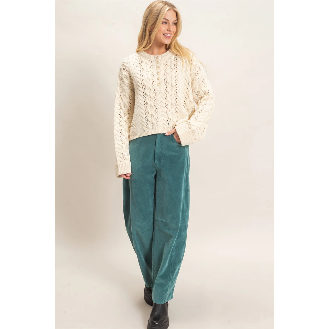 Cream Cable Knit Henley