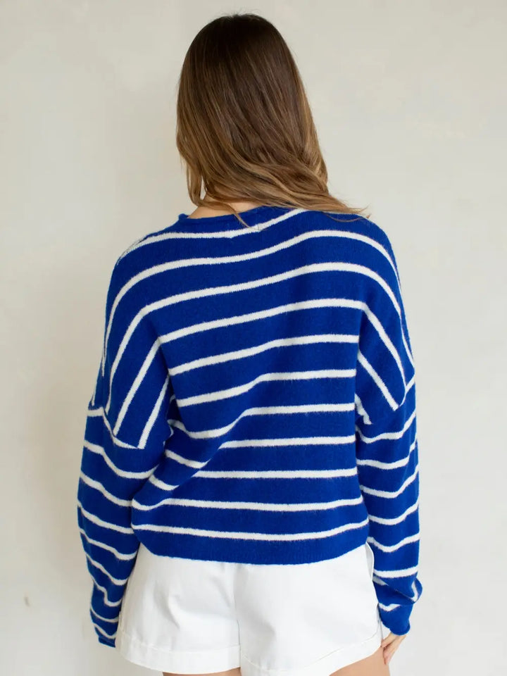 Royal Blue Cabana Striped Piper Cardigan