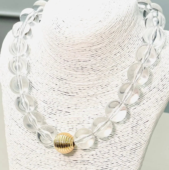 Chic - Acrylic Big Ball Necklace (Clear/Gold)