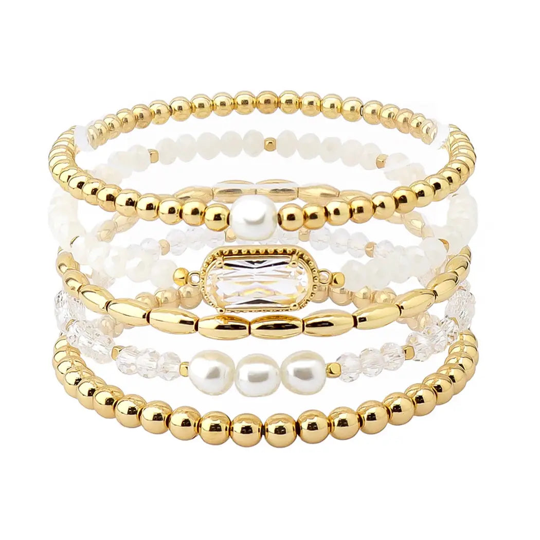 Multi Layered Beaded Stretch Bracelet SET