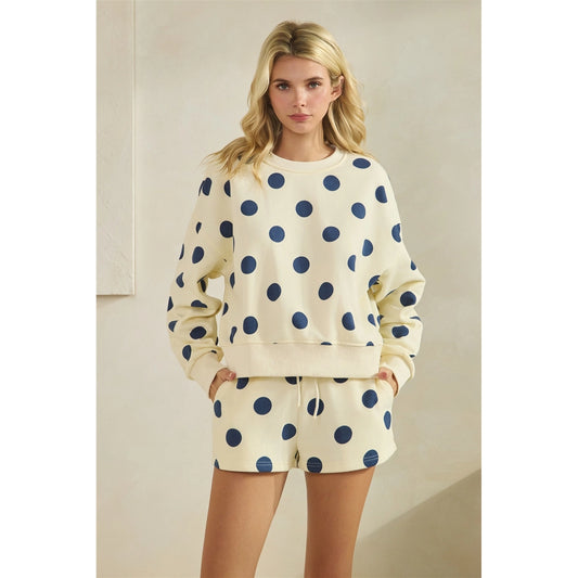 Polka Dot Crew Neck Sweatshirt