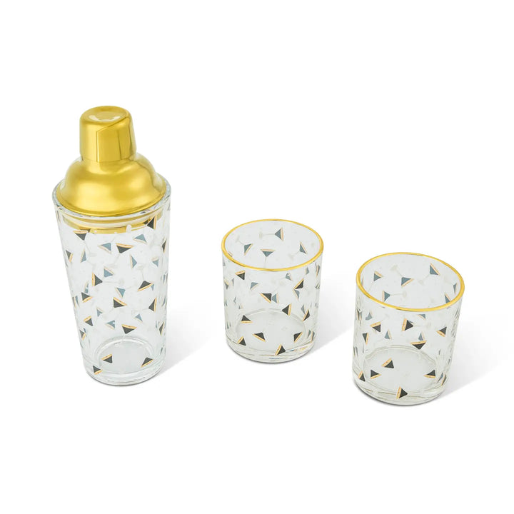 3pc Dof Shaker Set - Espresso Martini Print with Gold Rim