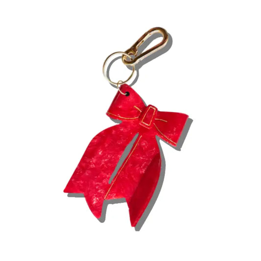 Hand-Painted Bow Bag Charm + Keychain | Eco-Friendly
