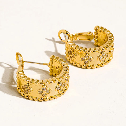 Ismaël 18K Gold Vintage Floral Hoop Earring