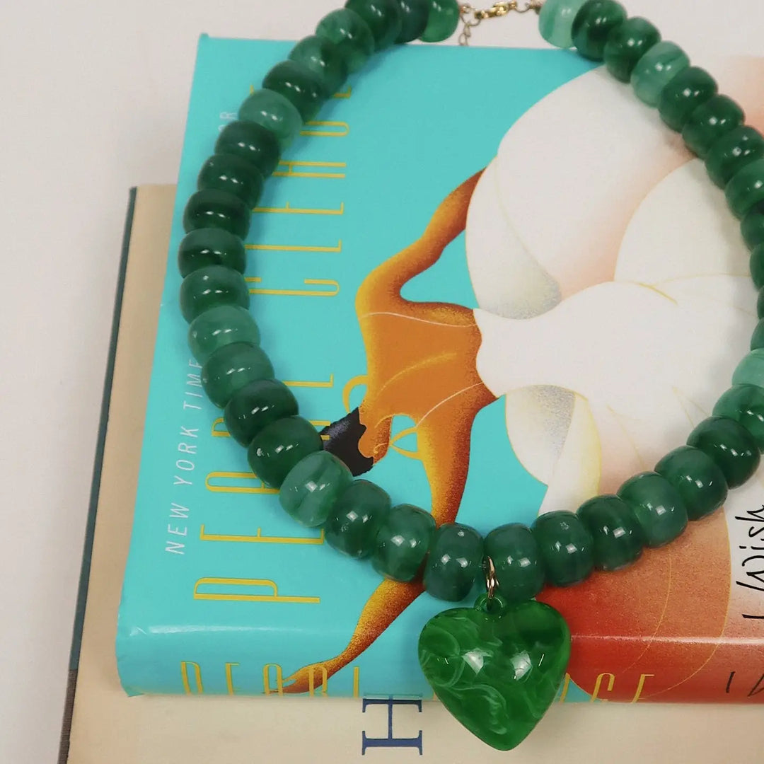 Jackie Beaded Heart Necklace : Hypoallergenic and Water Resistant