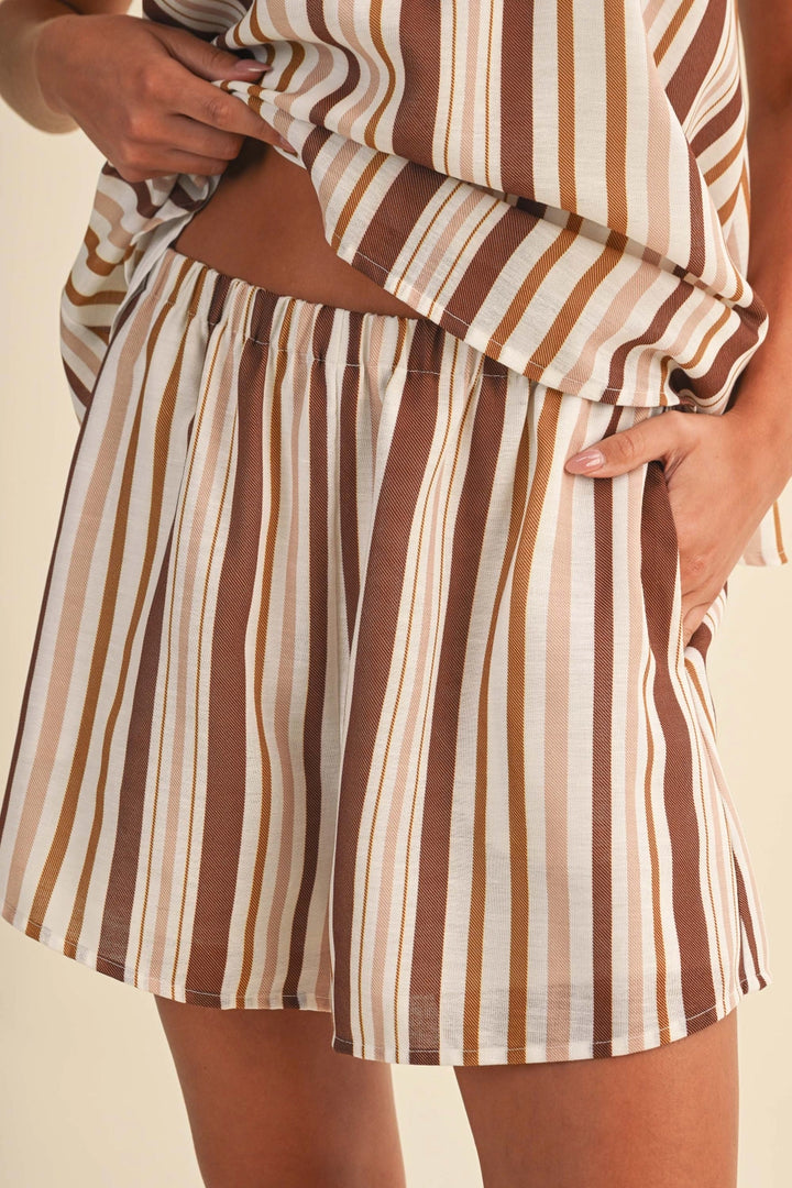 Striped Flowy Pull on Shorts