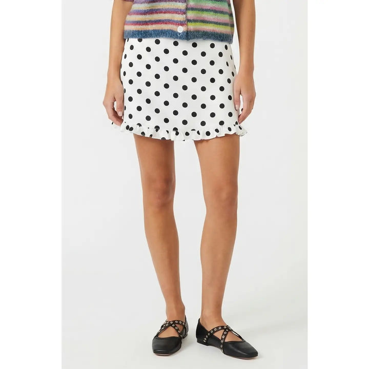 Polka Dot Mini Skirt with Ruffle Hem