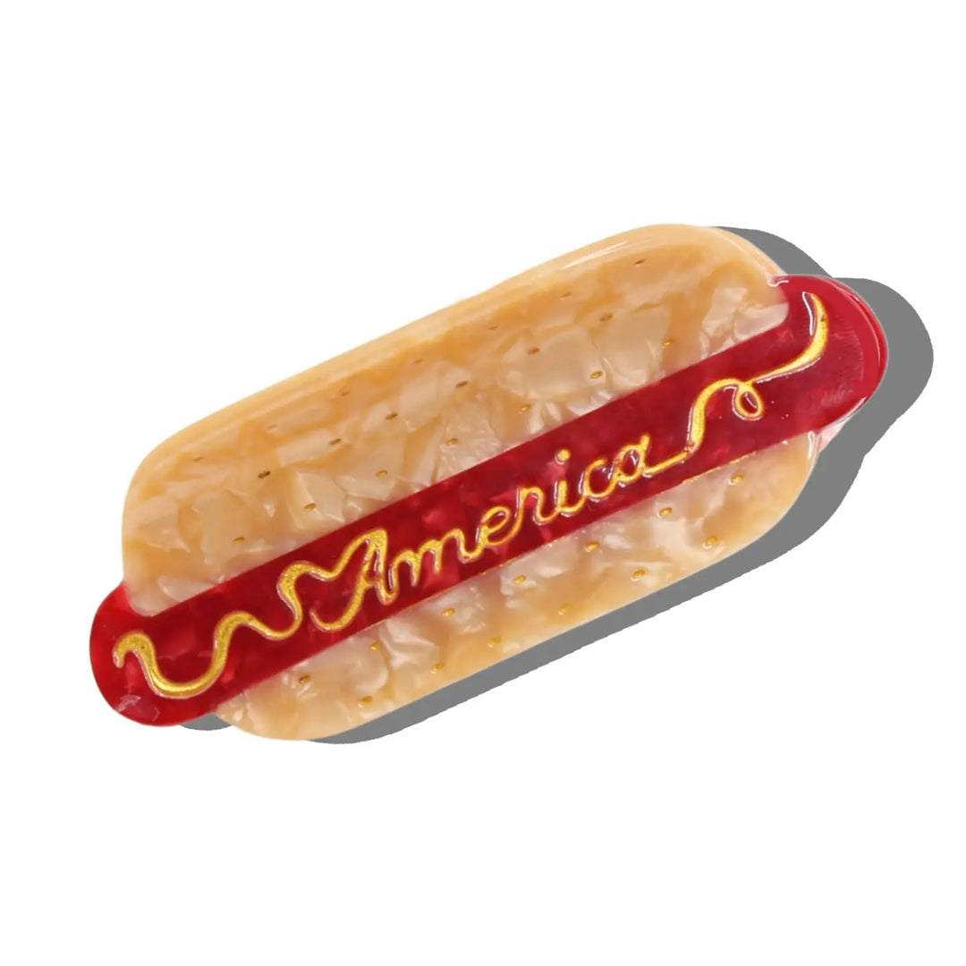 Hand-Painted America Hotdog Claw Clip | Eco-Friendly