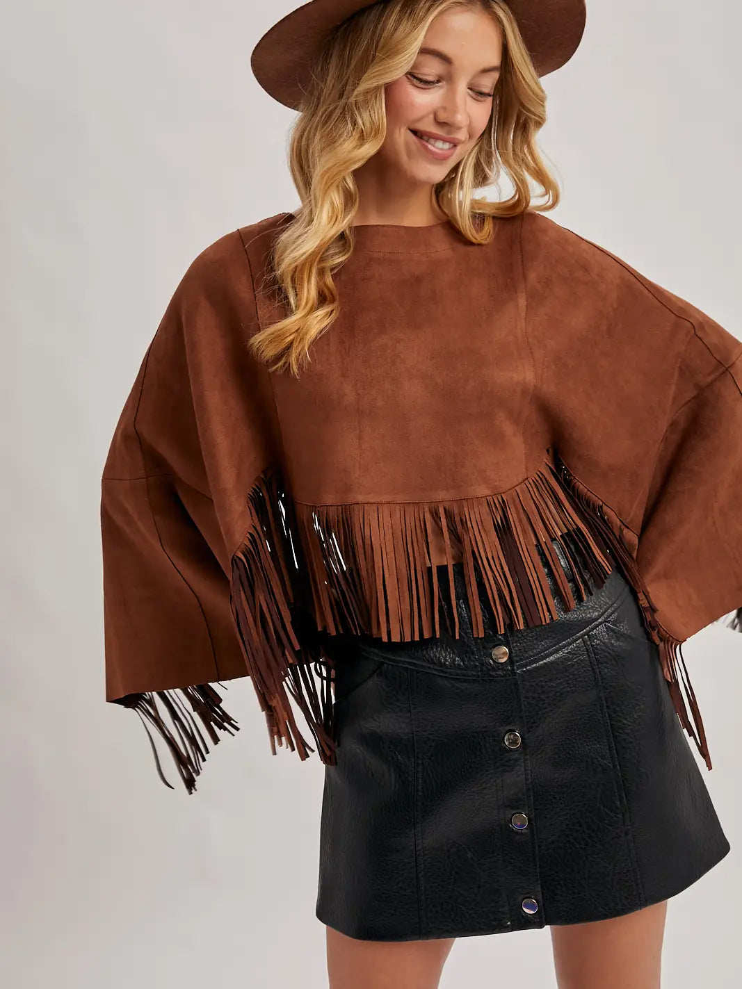 Western Bohemian Suede Fringe Cape