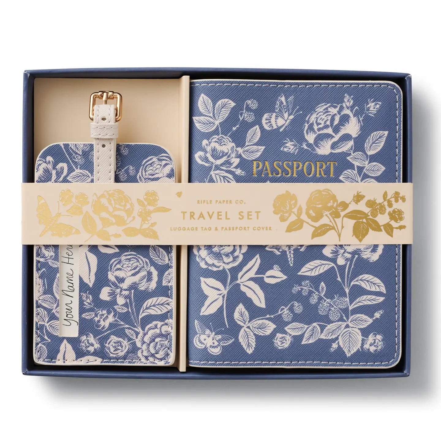 English Rose Passport & Luggage Tag Set
