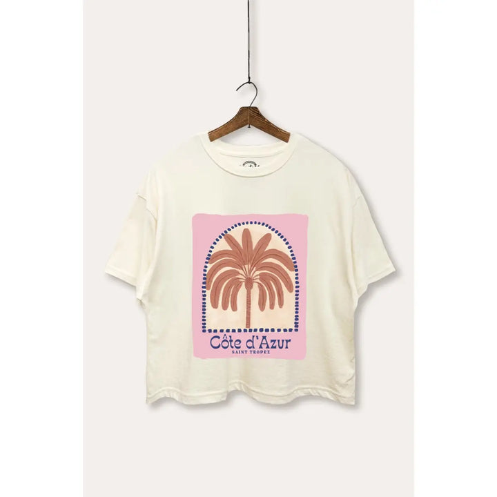 Tropical Palm Graphic Boxy Crop Top