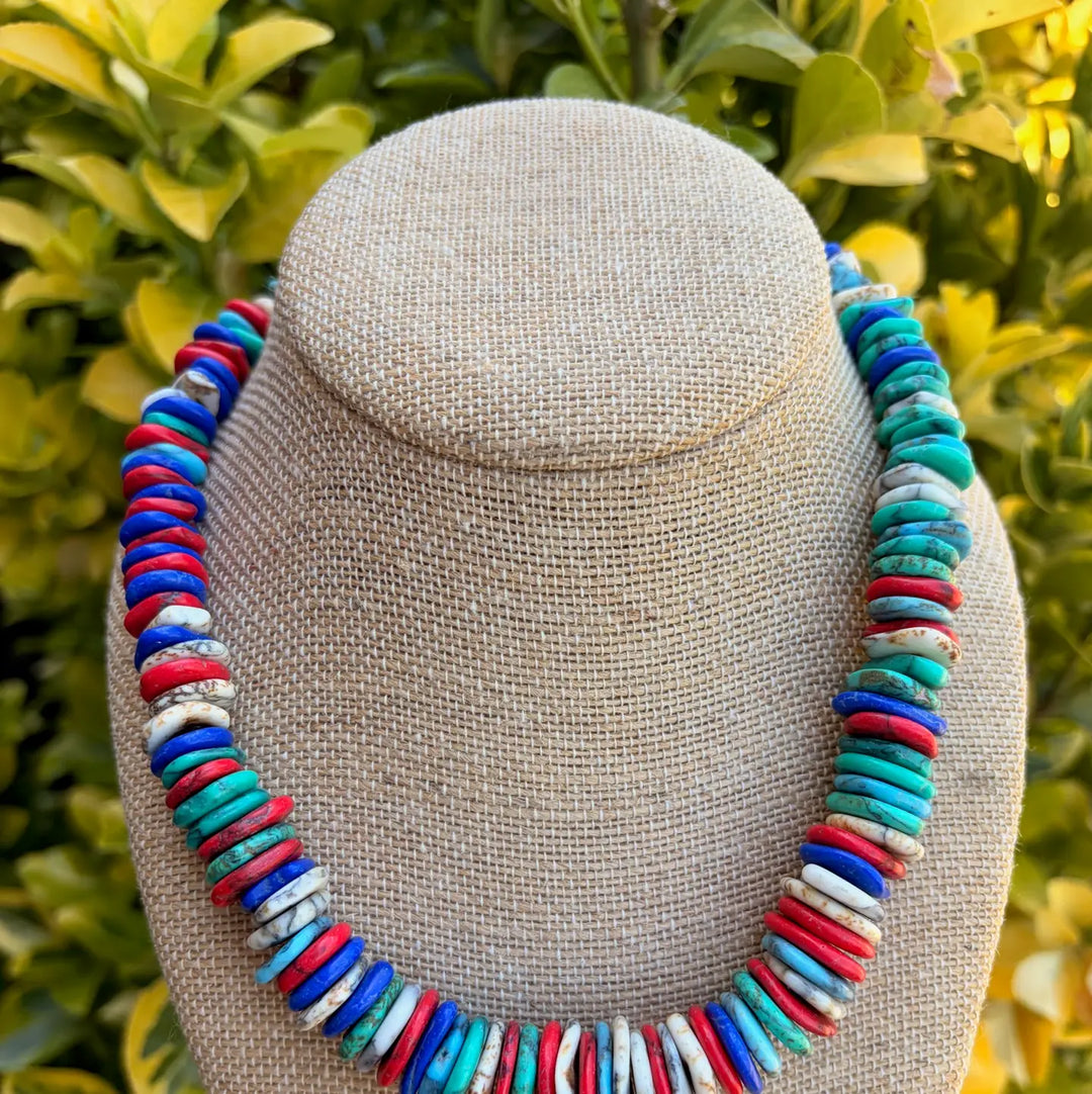 Patriotic Disc Bead Necklace