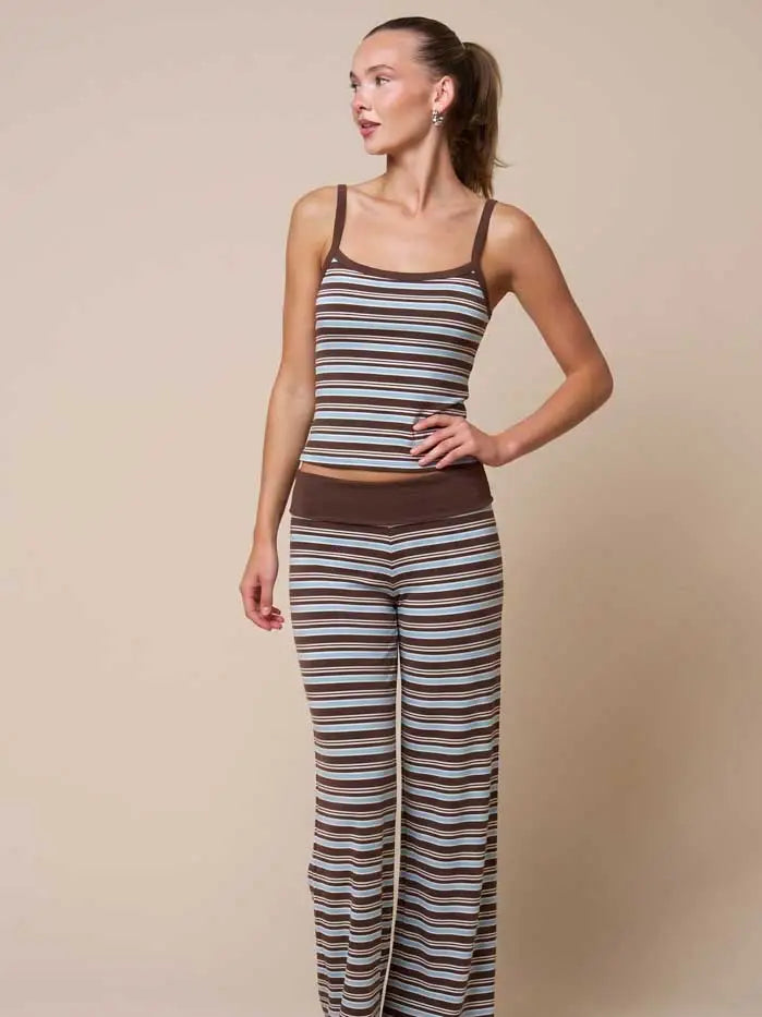 Blue/Brown Striped Cami Tank Top