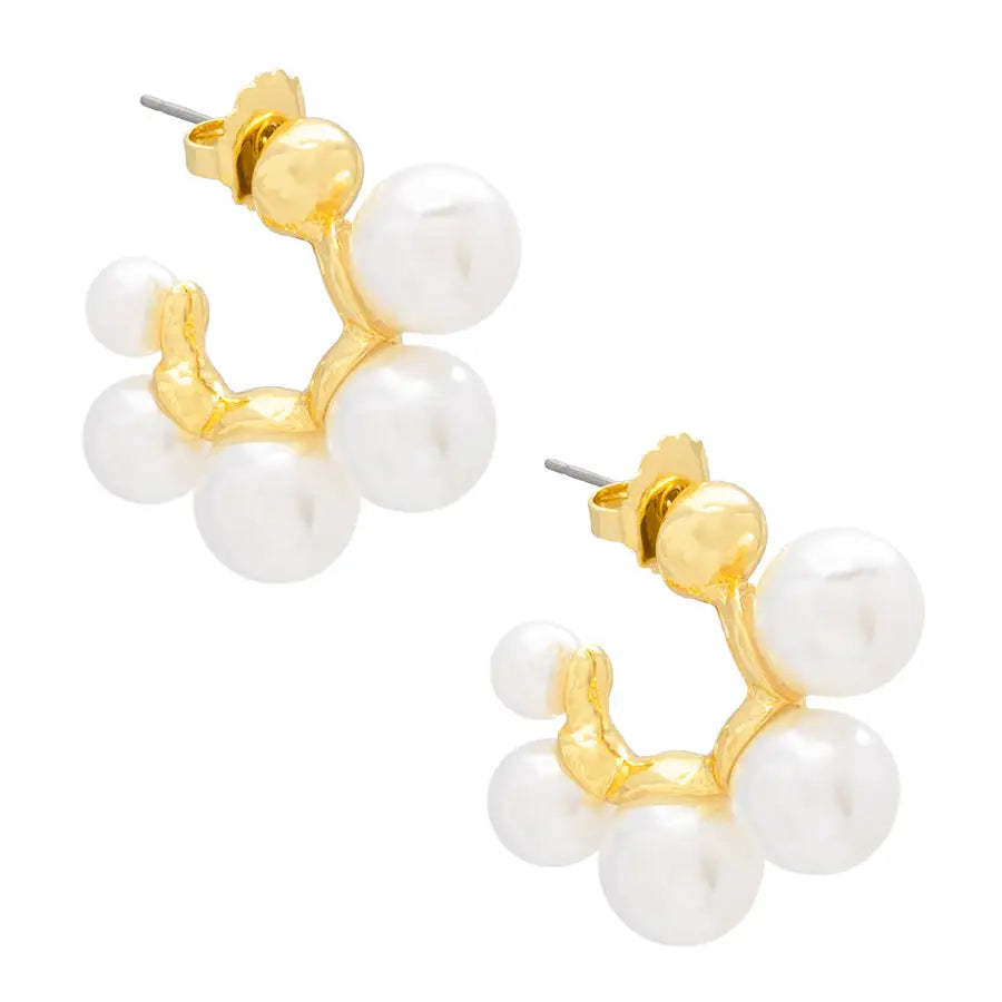 Multi Pearl Hoop Earring