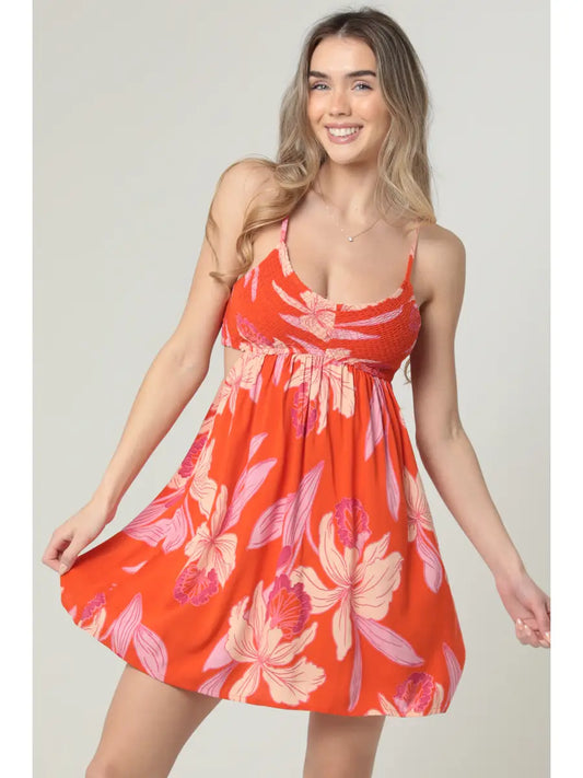 Vintage Blooms Smocked Bust Side Cut Outs Sundress