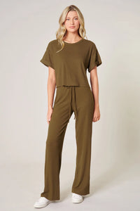 Ribbed Pants in Olive