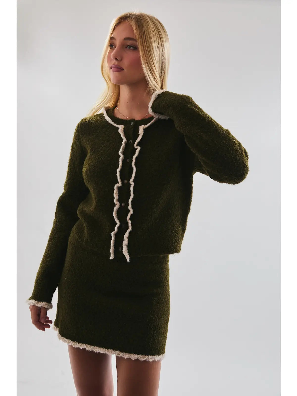 Green Knit Cardigan Top