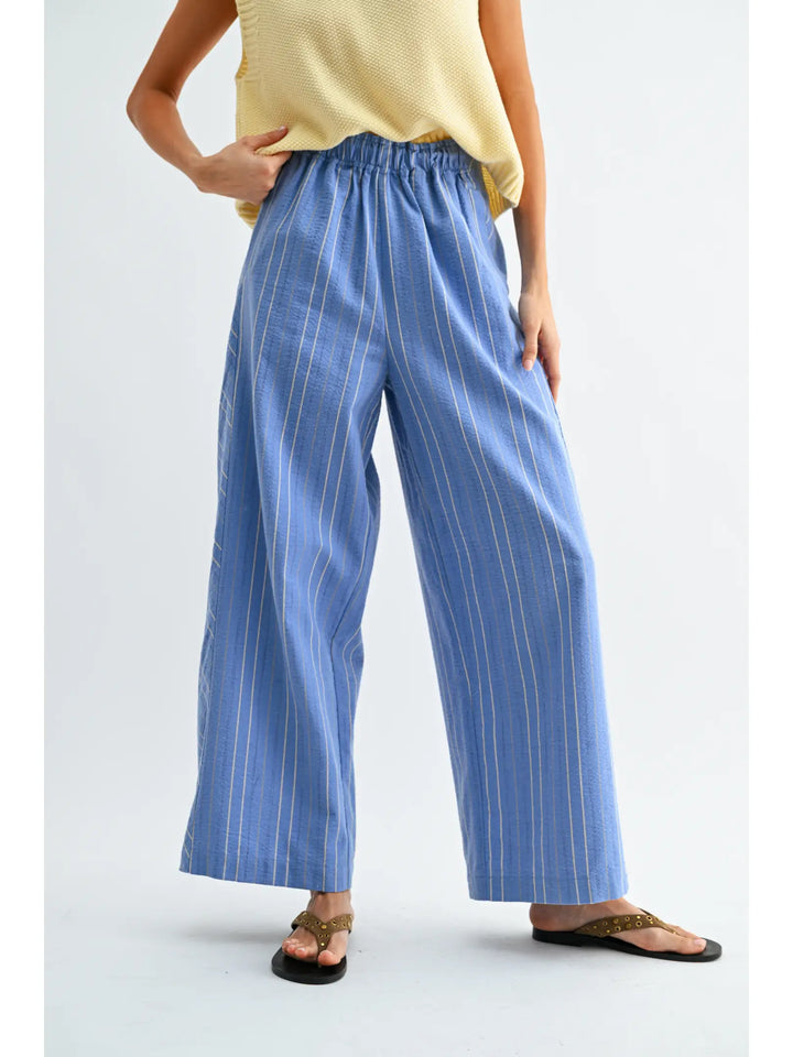 Pinstripe Wide-Leg Trousers