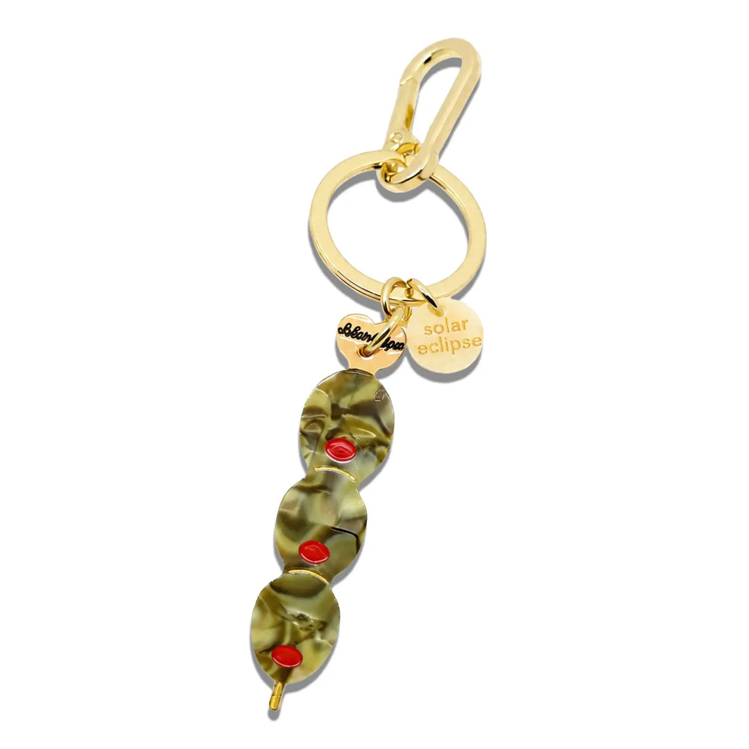 Hand-Painted Martini Olives Bag Charm + Keychain | Eco-Friendly