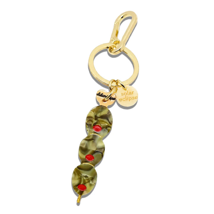 Hand-Painted Martini Olives Bag Charm + Keychain | Eco-Friendly