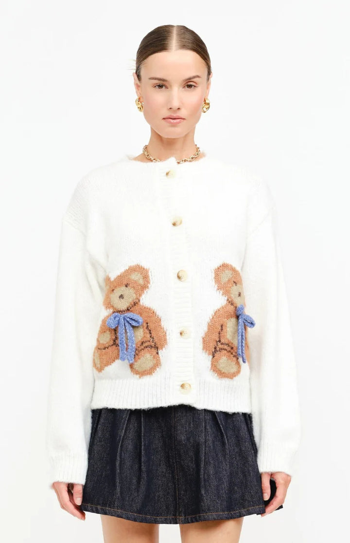Teddy Cardigan In White