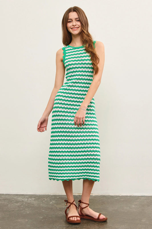 On the Green Knit Midi Dress