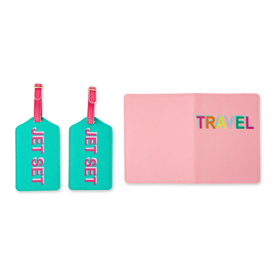 3pc Faux Leather Passport Holder & Luggage Tag Set – Jet Set
