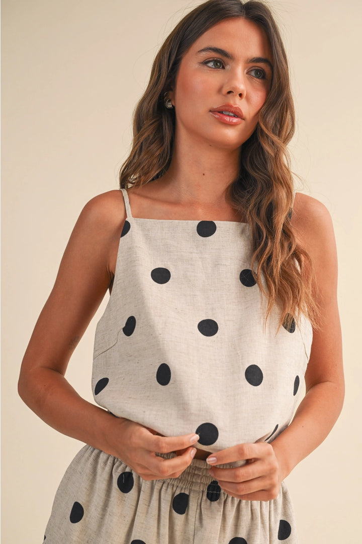 Linen Polka Dot Tank Top