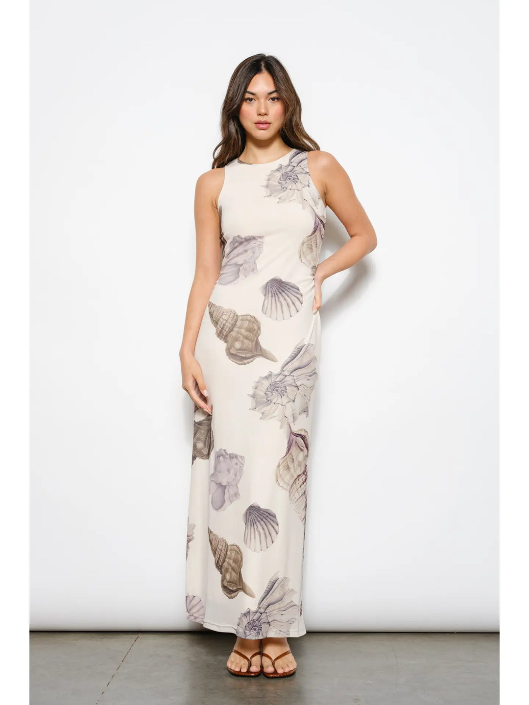 Welles Shell Print Mesh Maxi Dress