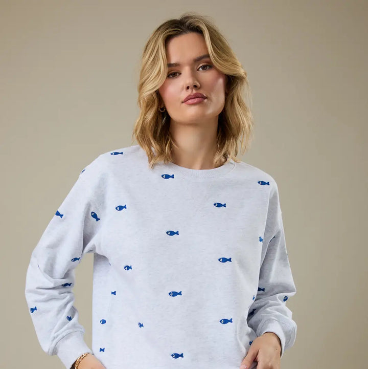 Fish Embroidered Sweatshirt