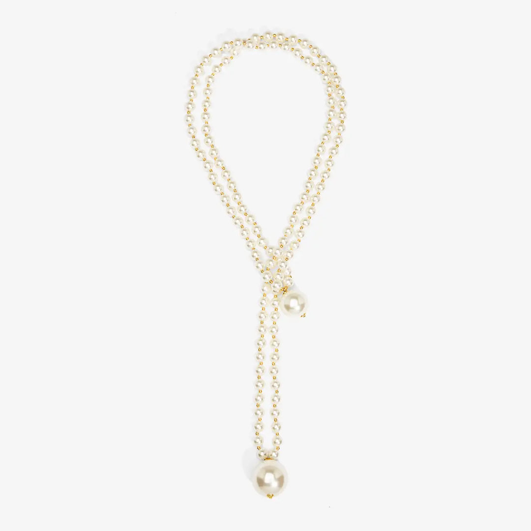 Double Pearl Long Necklace