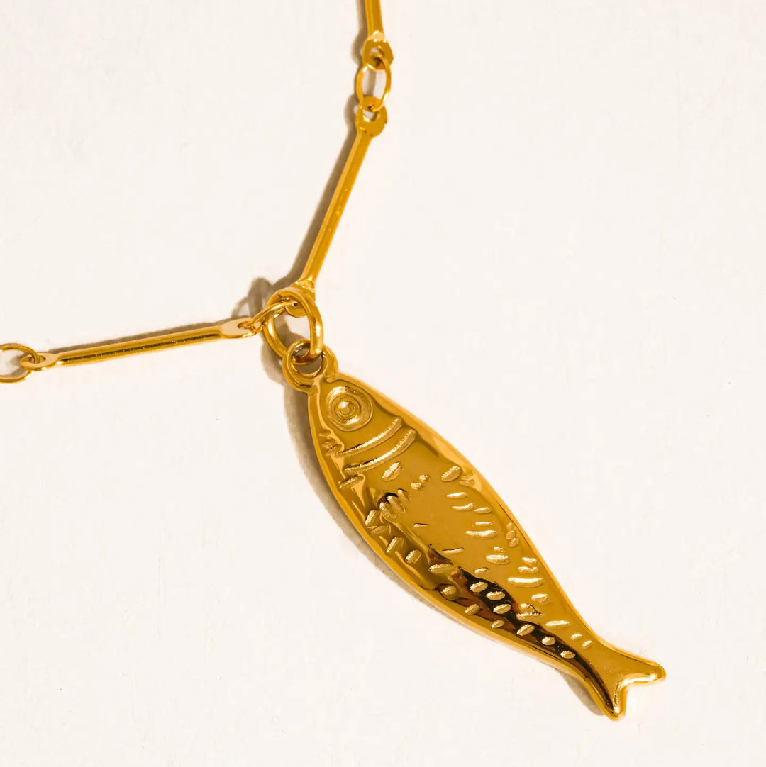 Coralie 18K Gold Non-Tarnish Fish Pendant Chain Necklace