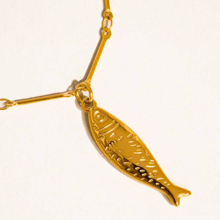 Coralie 18K Gold Non-Tarnish Fish Pendant Chain Necklace