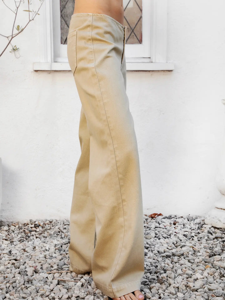 Bowden Washed Low Rise Wide Leg Denim Pants