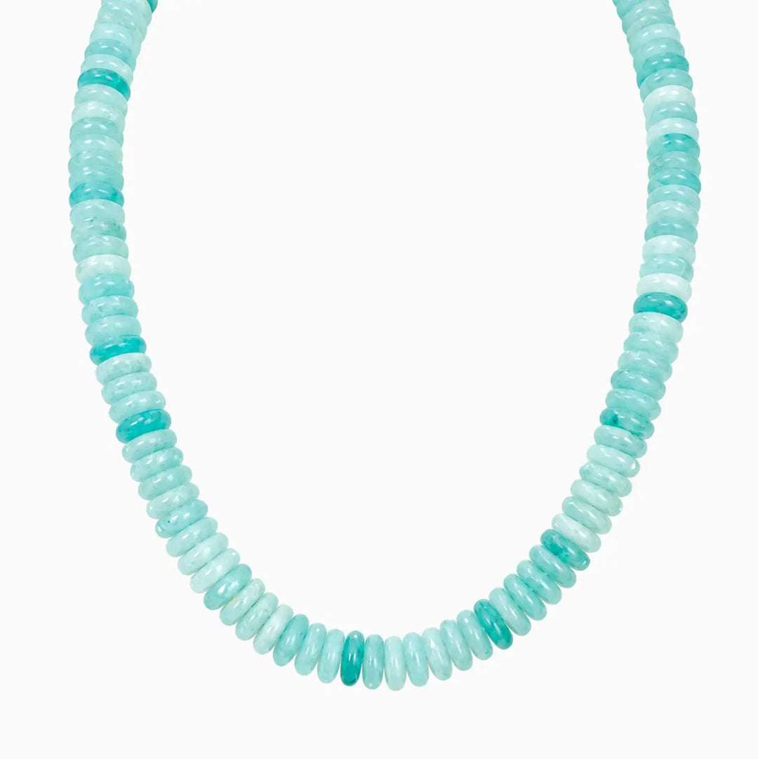 Summer Wide Disc Marble Beaded Necklace