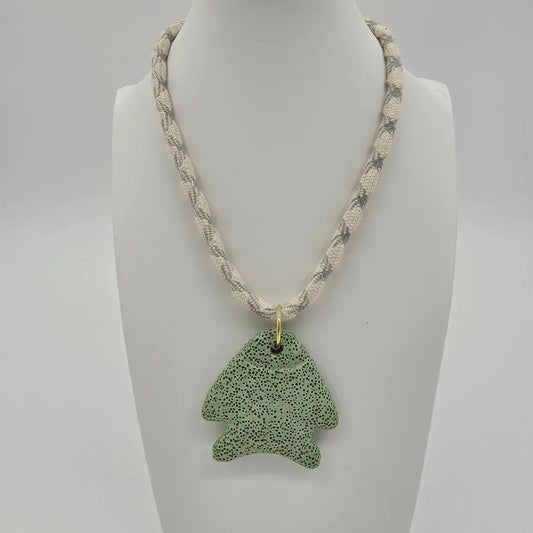 Lime Green Angel Fish Grey-Beige Cord