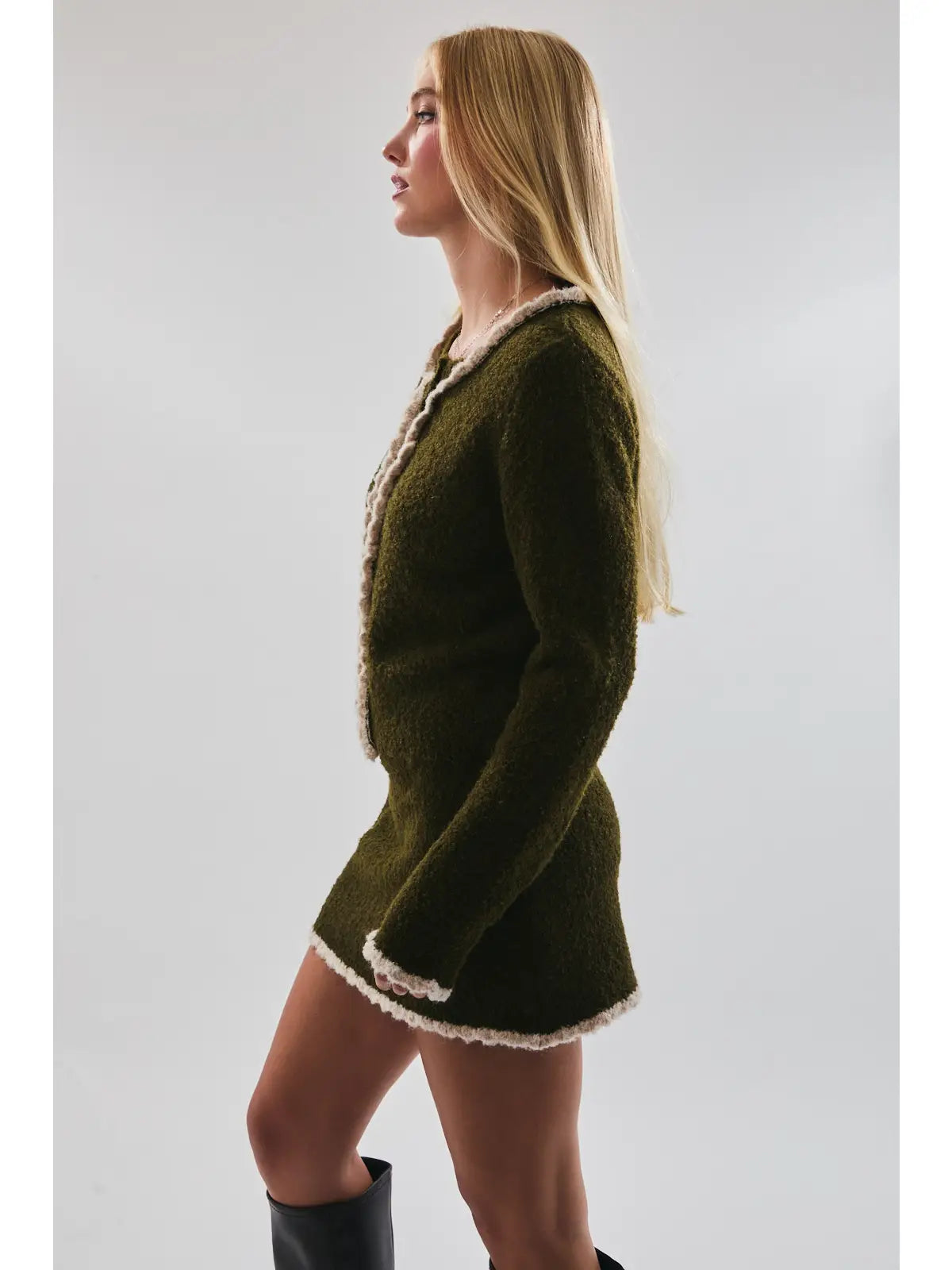 Green Knit Cardigan Top