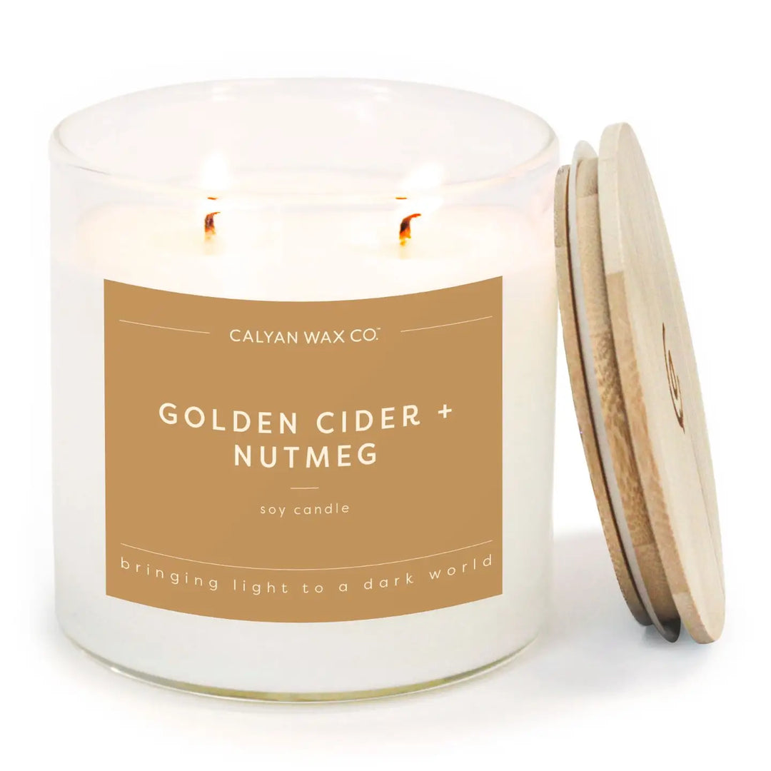 Golden Cider + Nutmeg - Clear Glass Tumbler Soy Candle