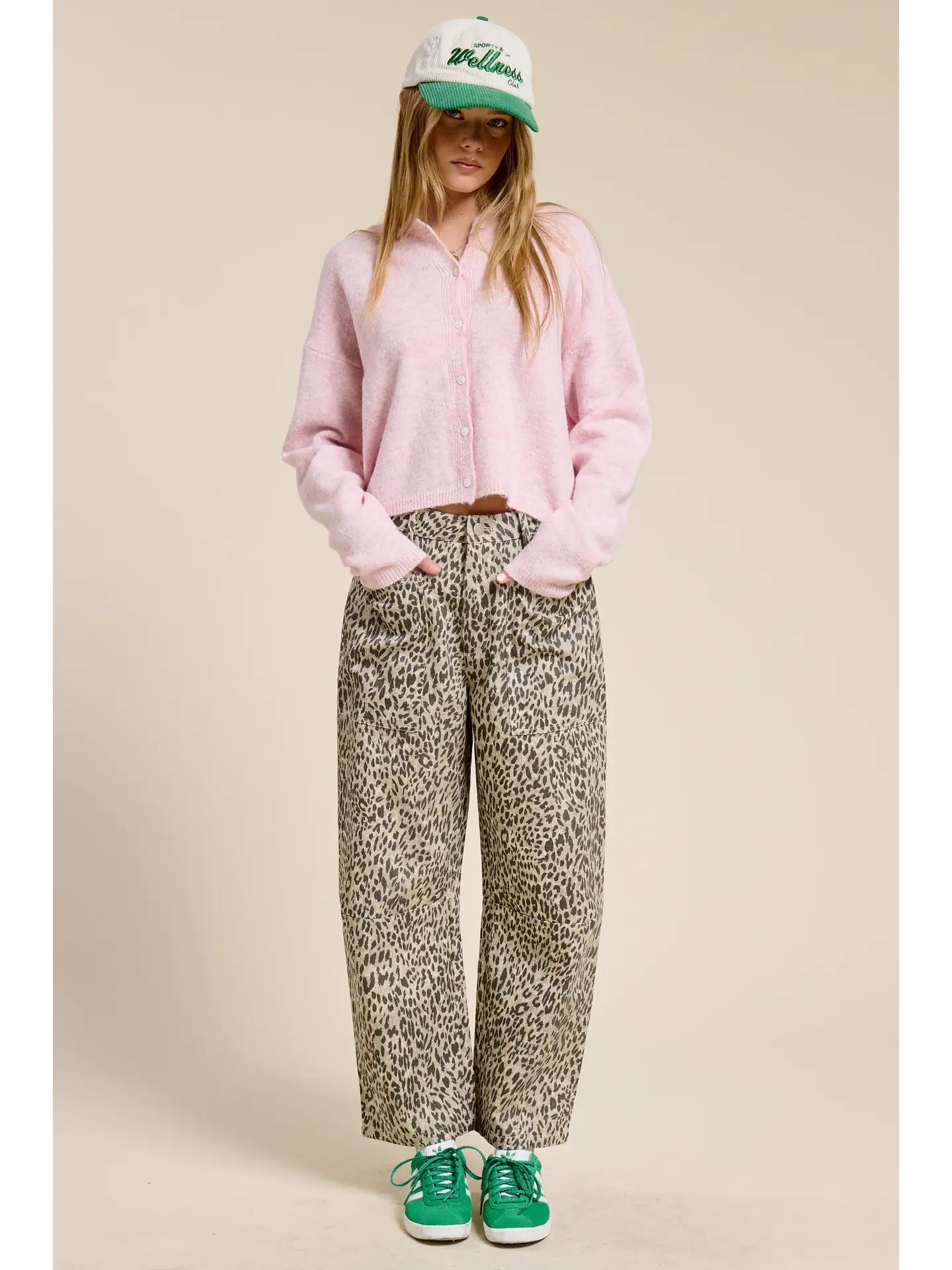 Leopard Print Barrel Leg Denim Jeans