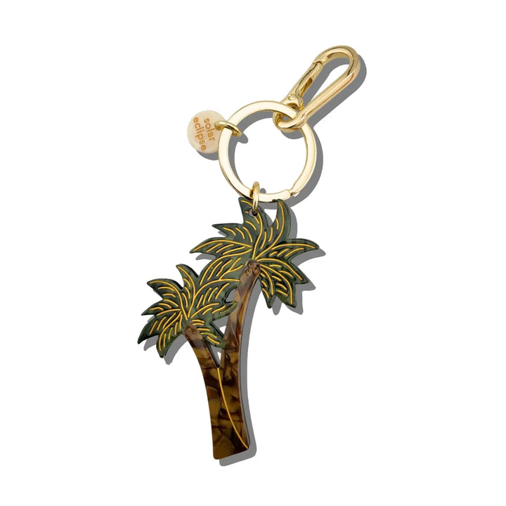 Hand-Painted Palm Trees Bag Charm + Keychain | Eco-Friendly