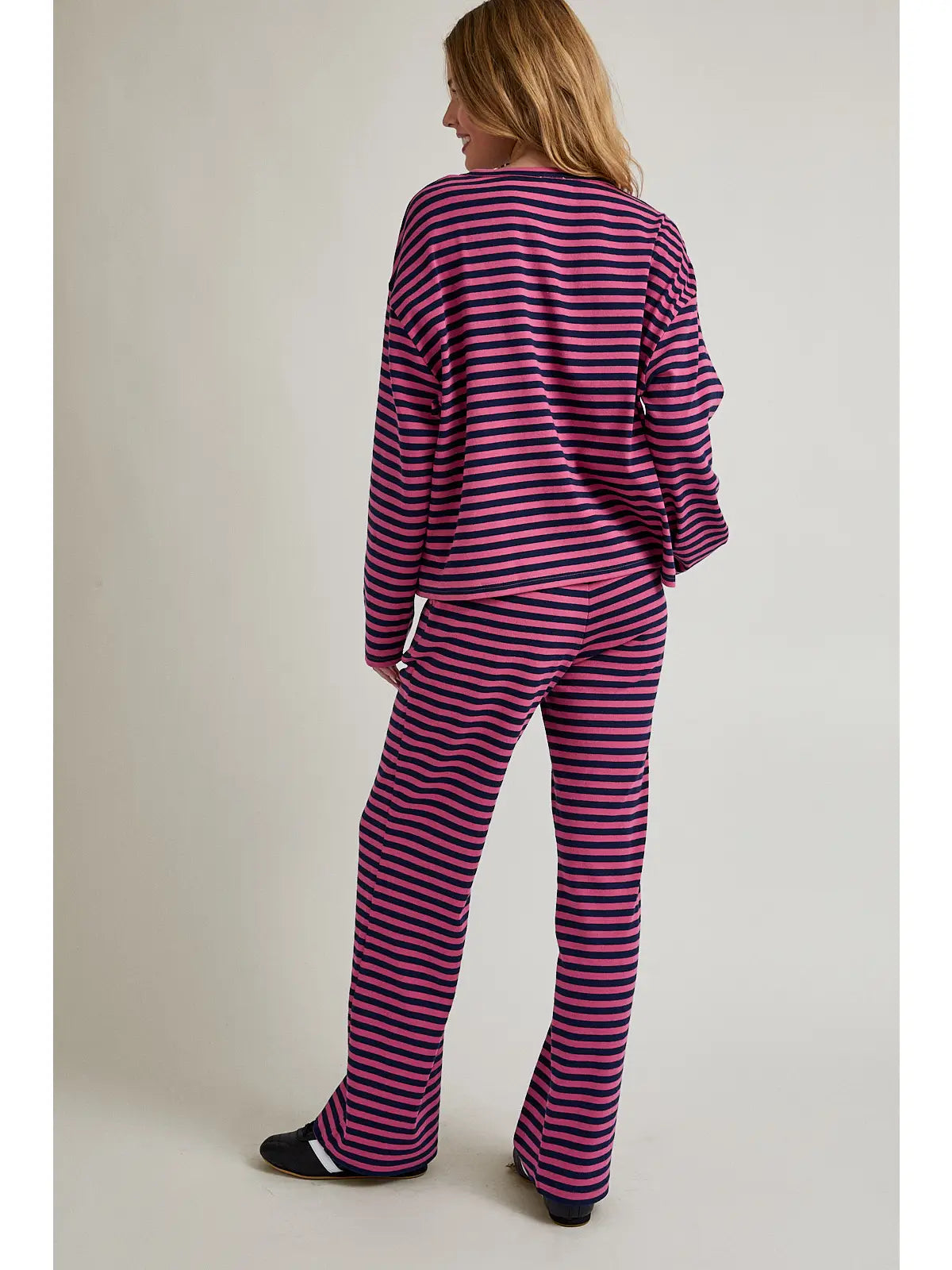 Navy/Pink Striped Pants