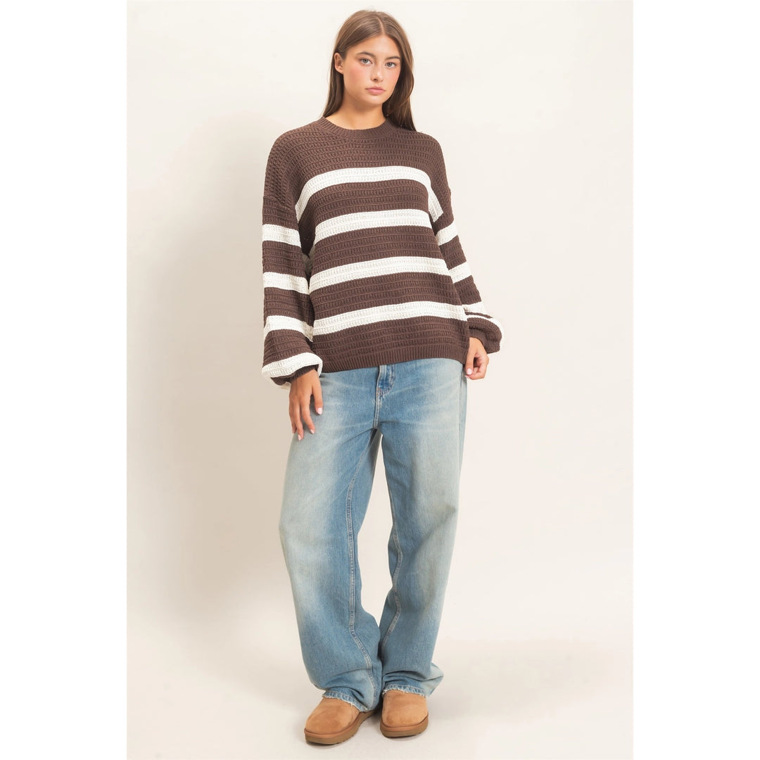Brown Striped Chunky Sweater (Oversized)
