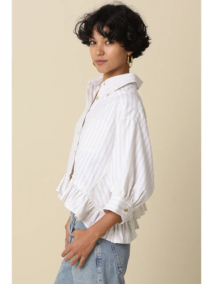 Mattie Striped Ruffle Hem Top