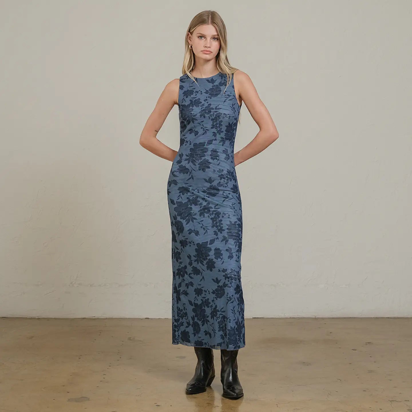 Midnight Bloom Mesh Dress