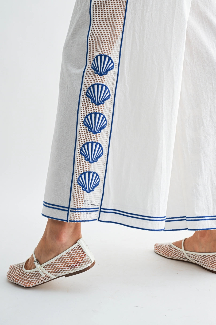 Shell Embroidered Pants